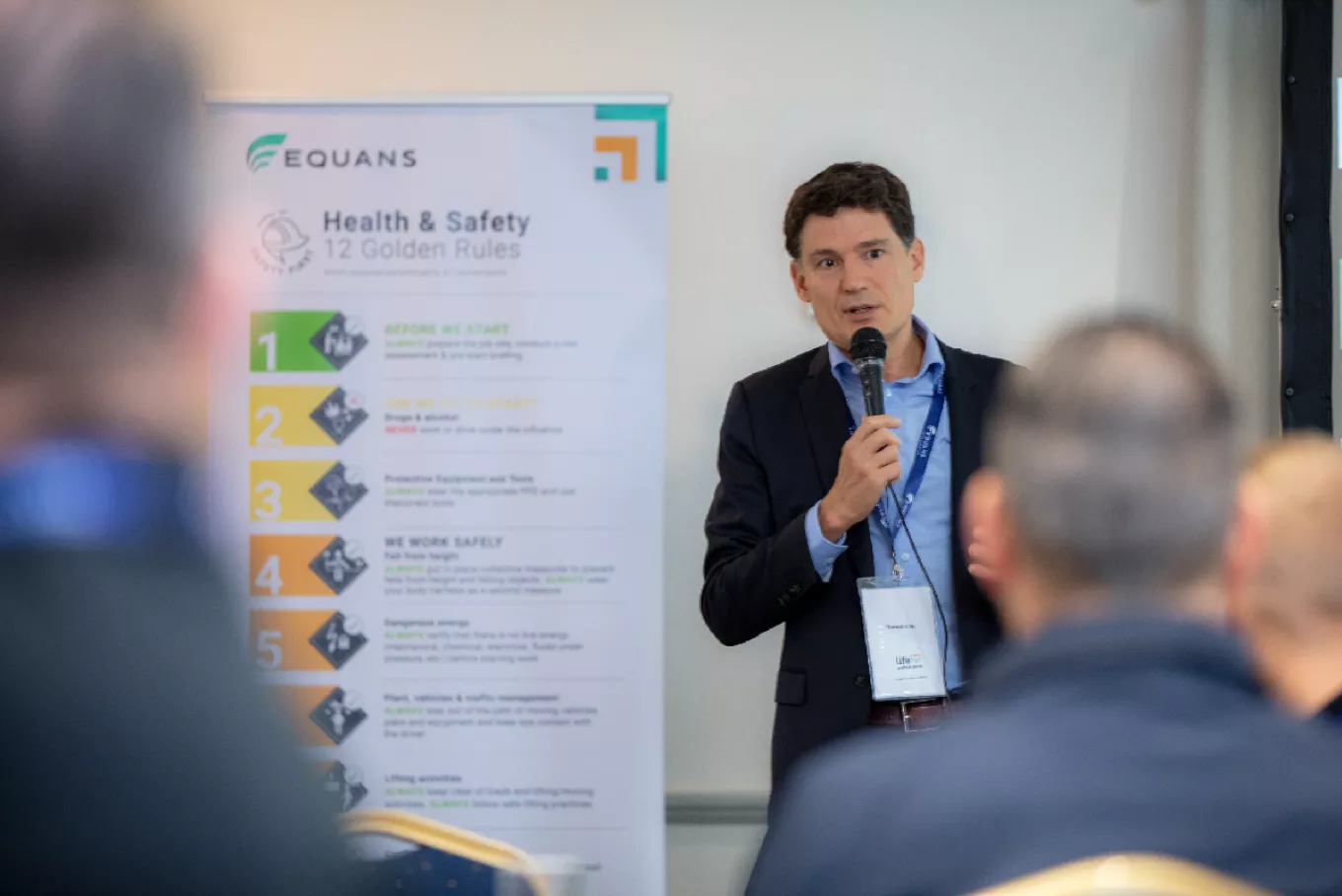 Thomas Jung speaking at Equans Data Centers Health and Safety day
