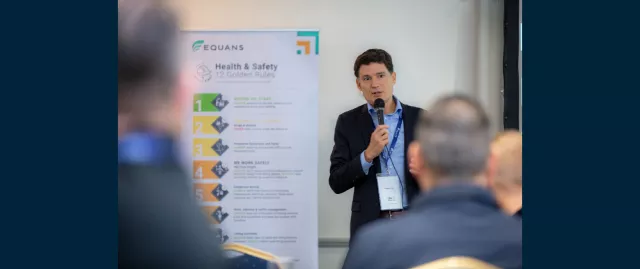 Thomas Jung speaking at Equans Data Centers Health and Safety day